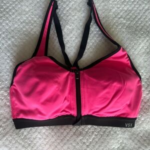 VSX Bright Pink and Black Zipper Sports Bra